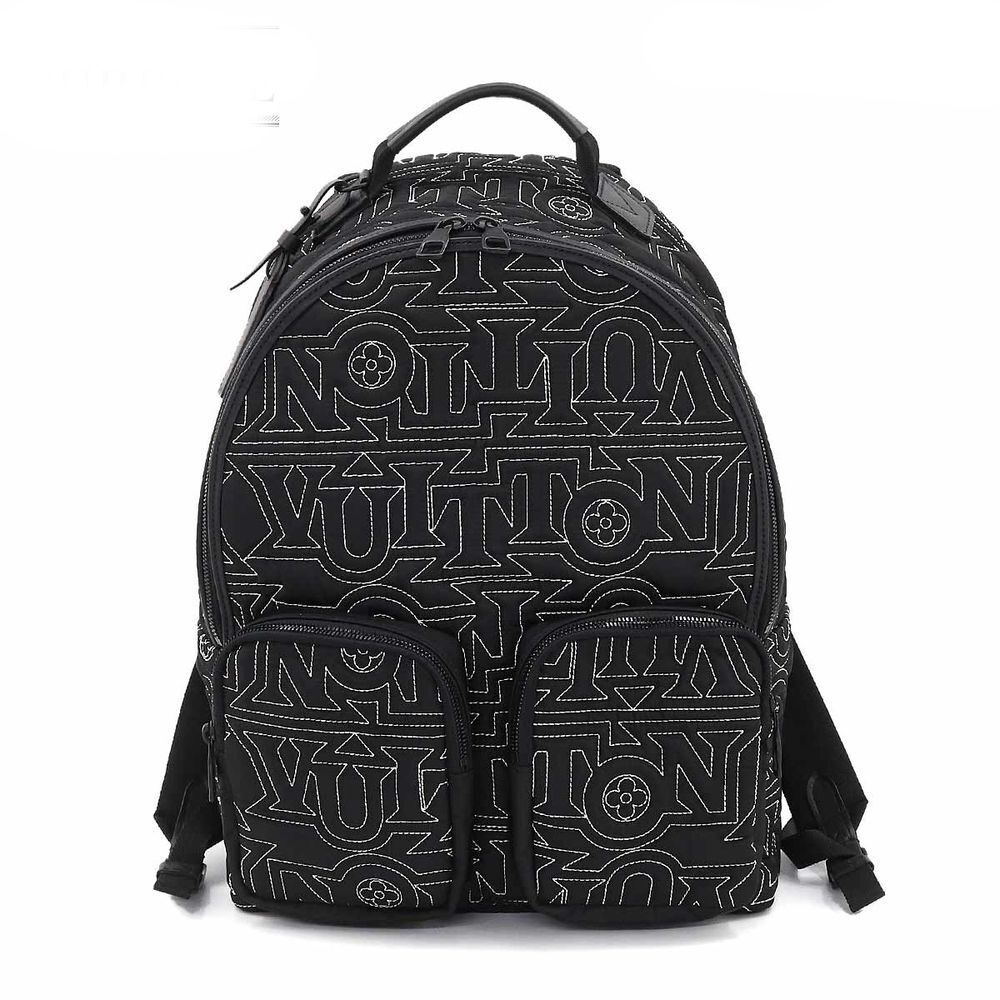 Louis Vuitton Backpack Multi-pocket Rucksack Nylon Leather Black